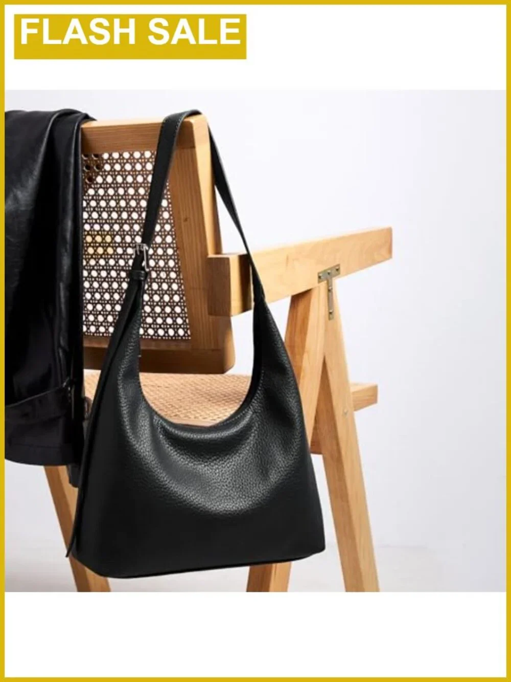Vegan Leather Crescent Hobo Bag with Adjustable Crossbody Strap